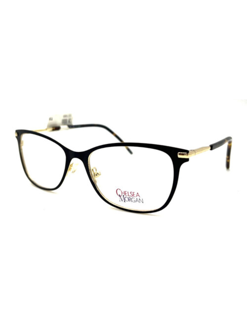 Chelsea Morgan CM8000 BK Black Gold Rectangle Eyeglass Frames 53-17-140
